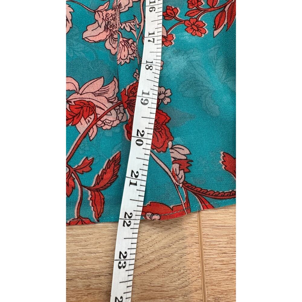 MISA Los Angeles Siena Top Floral Blouse Teal Long Sleeve Size Small - Picture 8 of 11